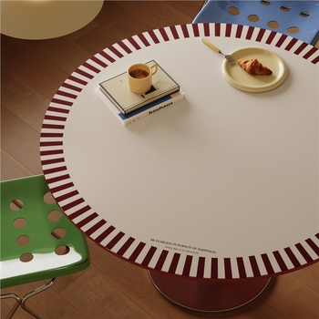 Față de masă pătrată PVC, anti-pliuri, stil retro, model cu grilă