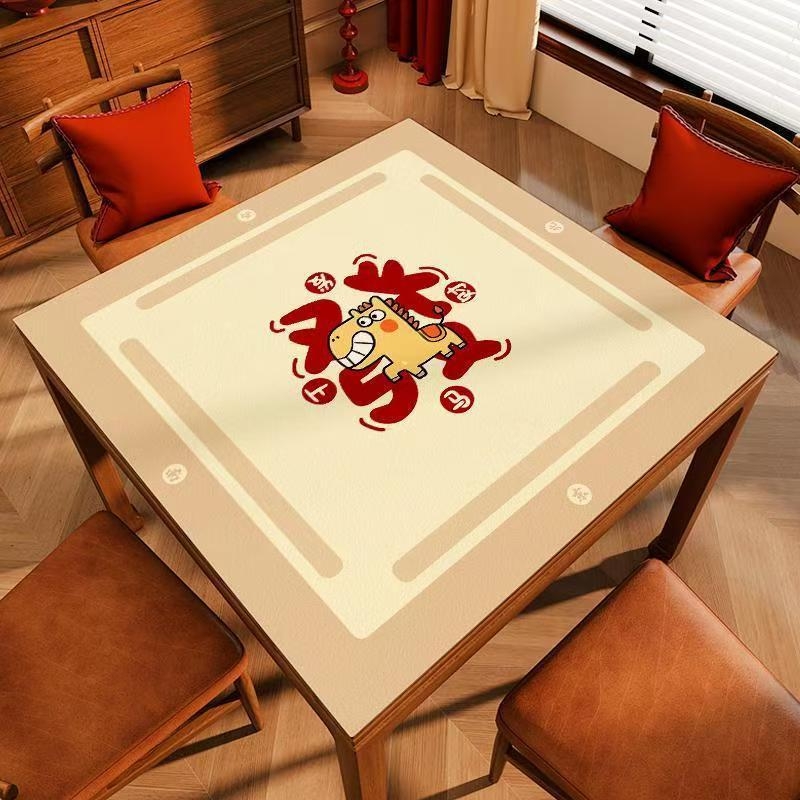 Covoraș de masă pentru mahjong, pătrat, poliester, impermeabil, antiderapant, rezistent la uzură, stil desen animat