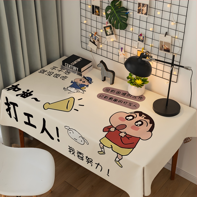 Shin-chan crtani stolnjak od flanelnog – pravokutni, za radni stol i blagovaonski stol, plišani, perivi, otporni na prašinu