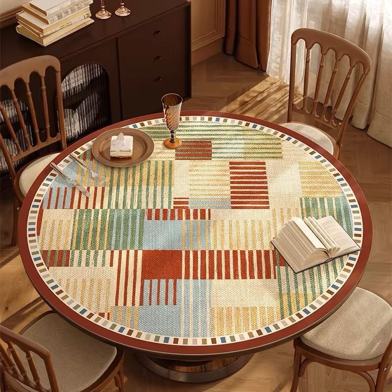 Covoraș rotund din PVC pentru masă — rezistent la apă, la ulei și la murdărire