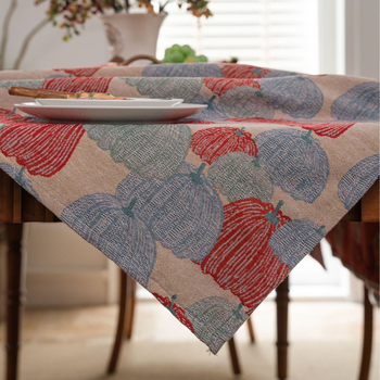 Față de masă din amestec poliester-bumbac, formă dreptunghiulară, model plante și flori, stil Ins, anti-alunecare, rezistent la uzură, protecție împotriva prafului, izolație termică