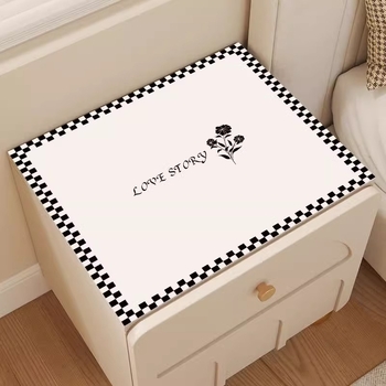 Față de masă pentru noptieră pătrată – PVC, stil lux discret, model geometric, impermeabil, antiderapant, rezistent la uzură