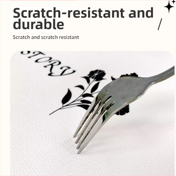 Față de masă pentru noptieră pătrată – PVC, stil lux discret, model geometric, impermeabil, antiderapant, rezistent la uzură