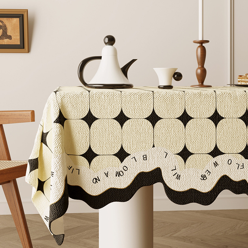 Obrus u američkom stilu, retro romantičan motiv u stilu uljne slike, tkanina s lanenim efektom, vodootporni pokrov za čajni stol, seoski stil, jacquard dizajn