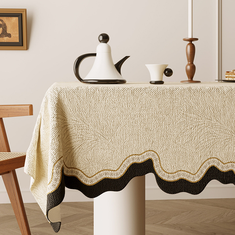 Obrus u američkom stilu, retro romantičan motiv u stilu uljne slike, tkanina s lanenim efektom, vodootporni pokrov za čajni stol, seoski stil, jacquard dizajn