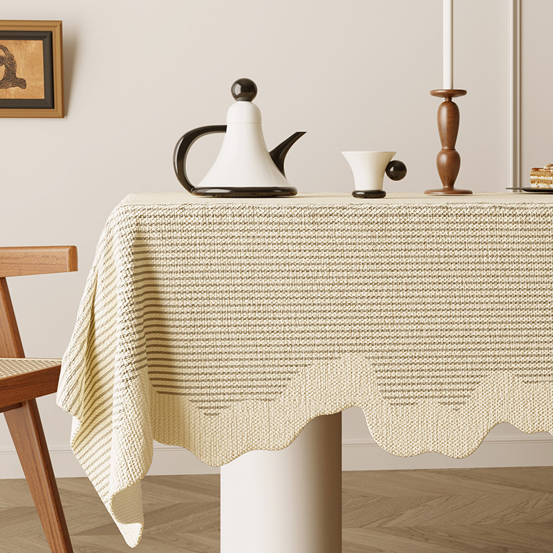 Obrus u američkom stilu, retro romantičan motiv u stilu uljne slike, tkanina s lanenim efektom, vodootporni pokrov za čajni stol, seoski stil, jacquard dizajn