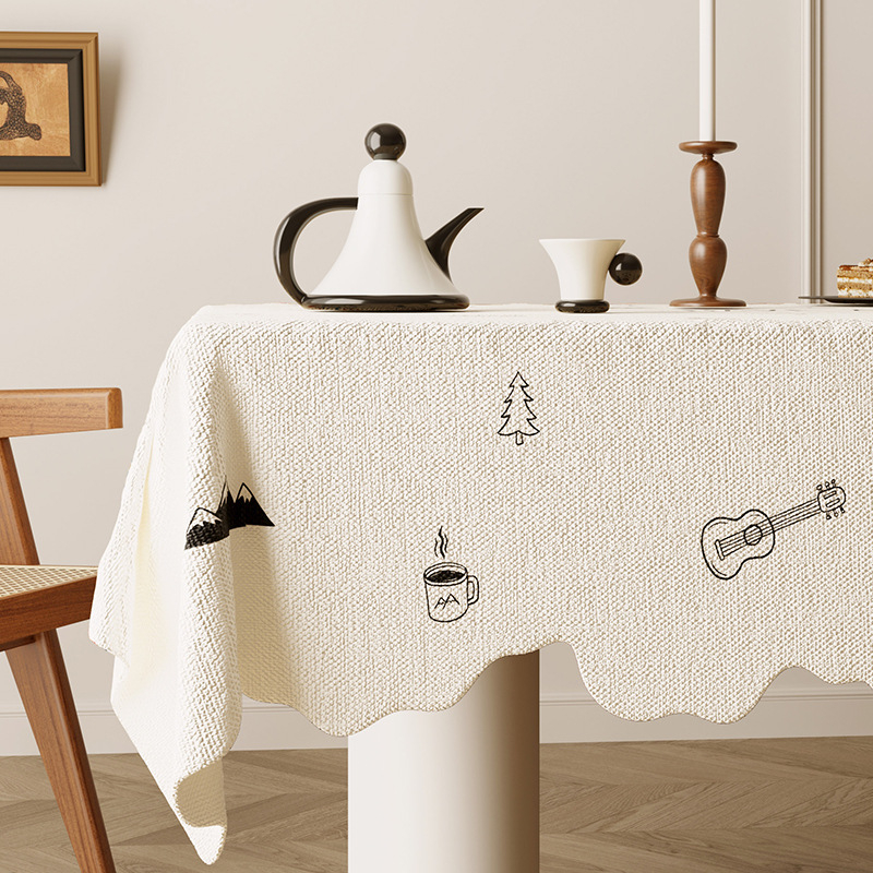 Obrus u američkom stilu, retro romantičan motiv u stilu uljne slike, tkanina s lanenim efektom, vodootporni pokrov za čajni stol, seoski stil, jacquard dizajn