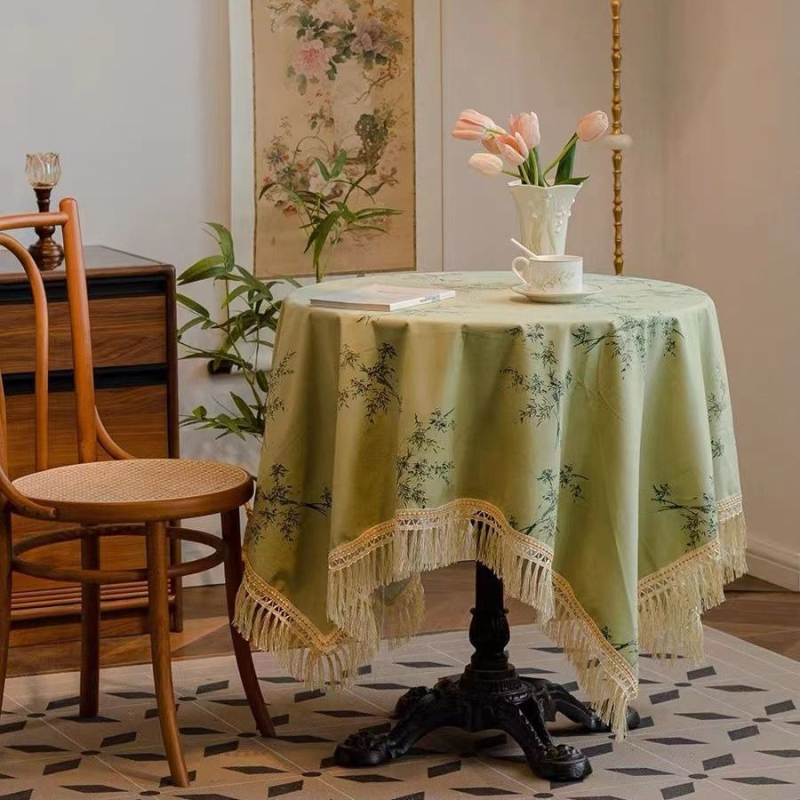 Stolnjak u starinskom stilu s kineskim motivima i bambusom, cvjetni pastoralni uzorak, mekani flanel
