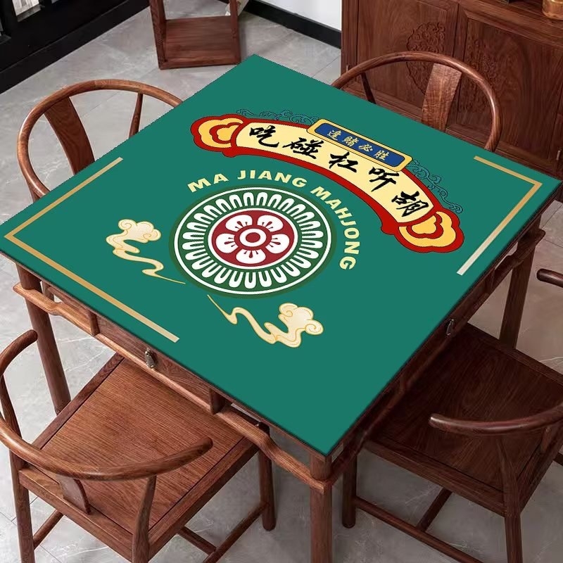 Kvadratni stolnjak u stilu Novo-kineskog, debeo i protuklizni, upija vlagu i otporan na mrlje, Crystal Velvet stolnjak za Mahjong