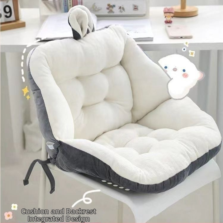 Sedací vankúš pre kancelársku stoličku s integrovanou opierkou a pásovým vankúšom (plyšový materiál; karikatúrny vzor; minimalistický štýl; univerzálne použitie)