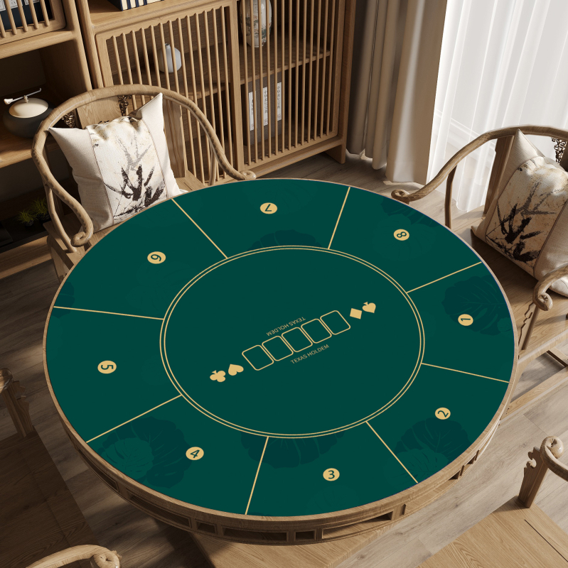Okrugla podloga za Texas Hold'em i poker stol, stolni ubrus, otporna na mrlje i lako održavanje, kristalno baršunasti dodir i protuklizna podloga