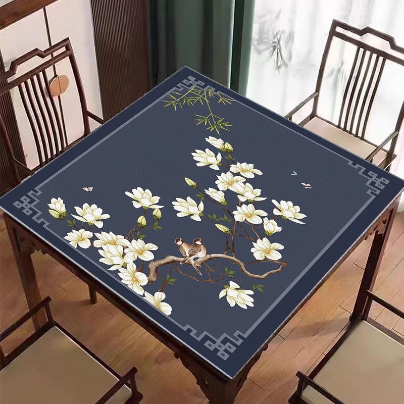 Nova podloga za Mahjong na stol u kineskom stilu, tiha protivklizna, kristalni velur površina, kvadratični oblik, otporna na prljavštinu, jednostavna za održavanje