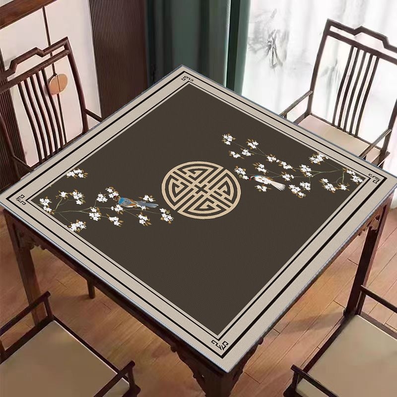 Nova podloga za Mahjong na stol u kineskom stilu, tiha protivklizna, kristalni velur površina, kvadratični oblik, otporna na prljavštinu, jednostavna za održavanje