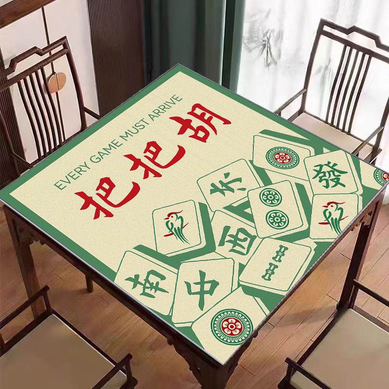 Nova podloga za Mahjong na stol u kineskom stilu, tiha protivklizna, kristalni velur površina, kvadratični oblik, otporna na prljavštinu, jednostavna za održavanje