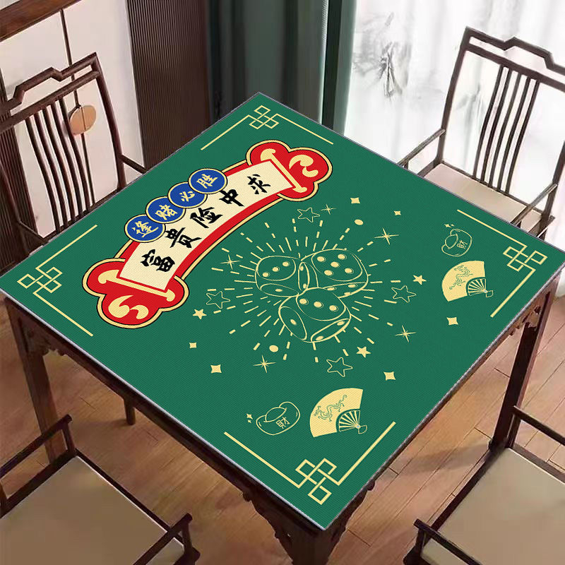 Nova podloga za Mahjong na stol u kineskom stilu, tiha protivklizna, kristalni velur površina, kvadratični oblik, otporna na prljavštinu, jednostavna za održavanje