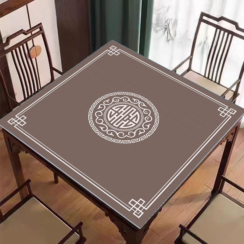 Nova podloga za Mahjong na stol u kineskom stilu, tiha protivklizna, kristalni velur površina, kvadratični oblik, otporna na prljavštinu, jednostavna za održavanje