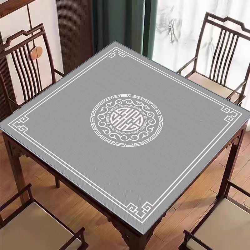 Nova podloga za Mahjong na stol u kineskom stilu, tiha protivklizna, kristalni velur površina, kvadratični oblik, otporna na prljavštinu, jednostavna za održavanje
