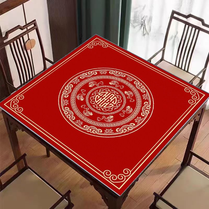 Nova podloga za Mahjong na stol u kineskom stilu, tiha protivklizna, kristalni velur površina, kvadratični oblik, otporna na prljavštinu, jednostavna za održavanje