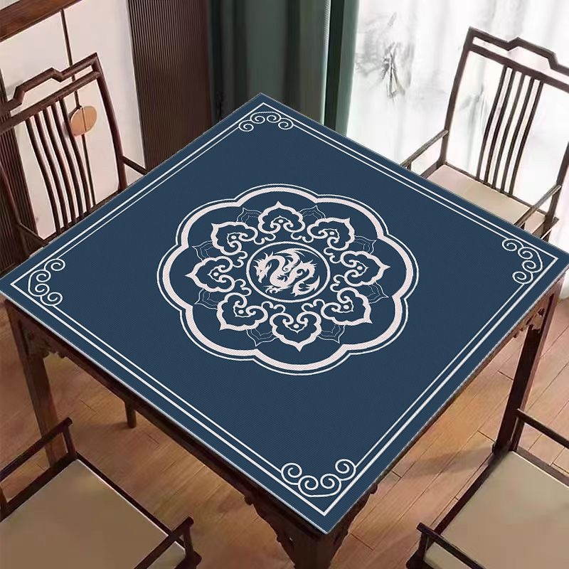 Nova podloga za Mahjong na stol u kineskom stilu, tiha protivklizna, kristalni velur površina, kvadratični oblik, otporna na prljavštinu, jednostavna za održavanje