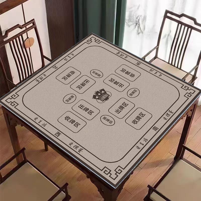 Nova podloga za Mahjong na stol u kineskom stilu, tiha protivklizna, kristalni velur površina, kvadratični oblik, otporna na prljavštinu, jednostavna za održavanje