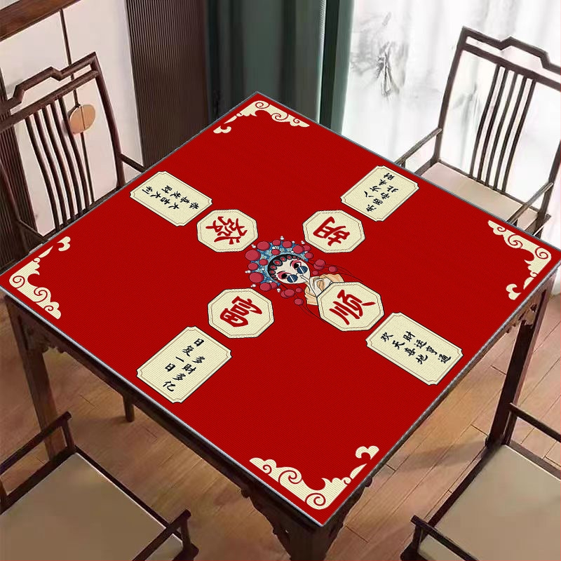 Nova podloga za Mahjong na stol u kineskom stilu, tiha protivklizna, kristalni velur površina, kvadratični oblik, otporna na prljavštinu, jednostavna za održavanje