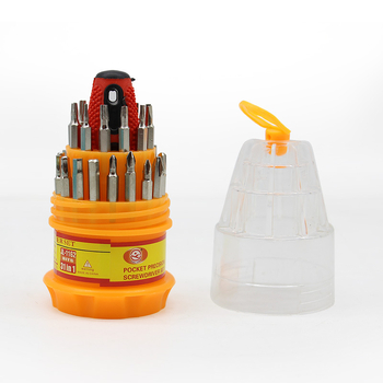 31-части комплект отвертки Пагода — многофункционални ръчни отвертки с кръстова глава за ремонт на домакински уреди; Материал: S2 сплав стомана; Не магнитен; Изолирана; Тегло: 150 g; Ръкохватка: пластмаса