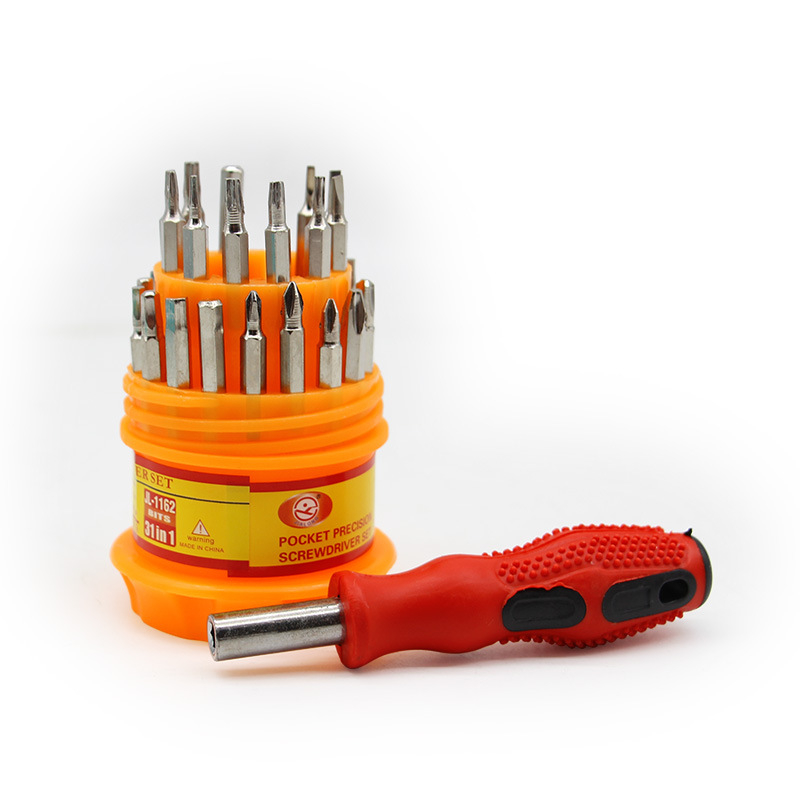 31-части комплект отвертки Пагода — многофункционални ръчни отвертки с кръстова глава за ремонт на домакински уреди; Материал: S2 сплав стомана; Не магнитен; Изолирана; Тегло: 150 g; Ръкохватка: пластмаса