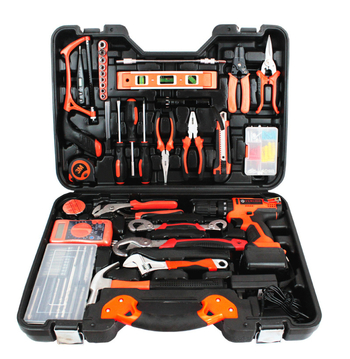 128-dijeli set električne bušilice s odvijačem, Li-ion baterija, pištolna ručka, sklop bušilice, bušenje drva do 10 mm, čelik do 8 mm