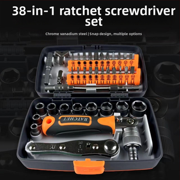 38-v-1 ráčny skrutkovač set pre domáce opravy, hlavice z chróm-vanádovej ocele, maximálny krútiaci moment 180 N·m, magnetický hrot, značka 2880A