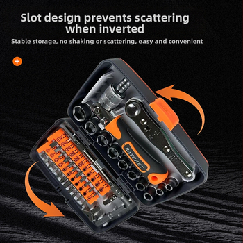 38-v-1 ráčny skrutkovač set pre domáce opravy, hlavice z chróm-vanádovej ocele, maximálny krútiaci moment 180 N·m, magnetický hrot, značka 2880A