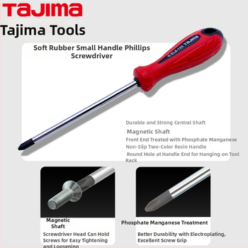 TAJIMA EL serija magnetni Phillips odvijač s mekanom gumiranom drškom, Cr-V čelik, 3 mm vrh