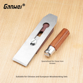 Drevospracujúci planér skrutkovač – nastaviteľná plochá hlava, nerezová oceľ, rukoväť z ružového dreva, 0,15 kg, nemagnetický