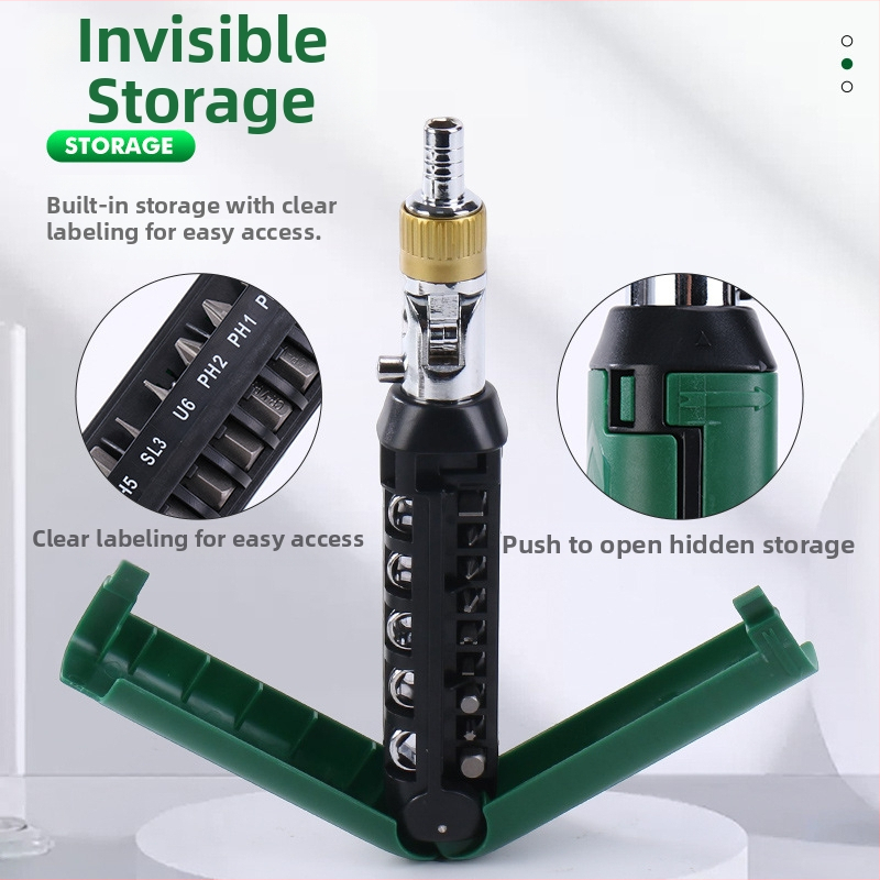 Viacúčelový skrutkovač s ráčňovým mechanizmom, bity Philips a ploché, izolovaný úchop, 3.5 N·m krútiaci moment, Cr-V bity, Zhuanyi Hardware