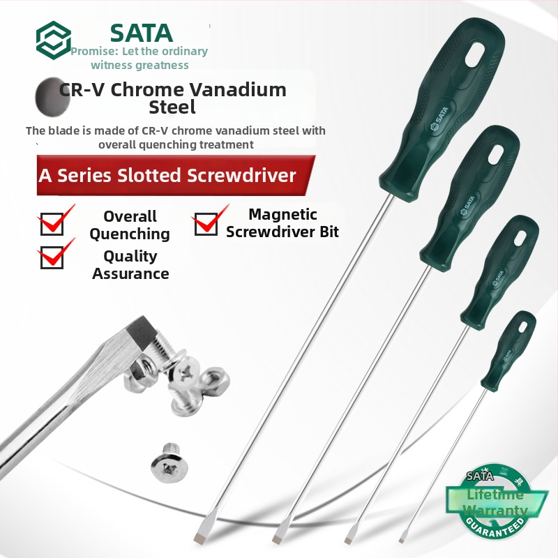 Plochý skrutkovač, magnetický, Cr-V oceľ, predĺžená dĺžka, bez izolácie