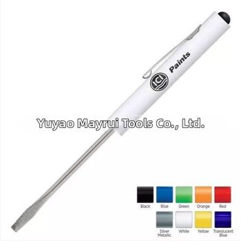 Meric skrutkovač v tvare piera z karbónovej ocele, s ABS rukoväťou, vymeniteľné dve hlavy, pero dizajn