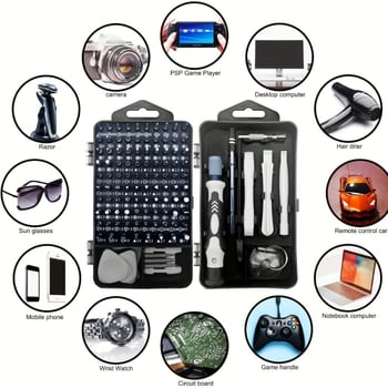 Set odvijača za demontažu računala i mobilnih telefona, 115-in-1, magnetski, karbonska čelika, 0,46 kg