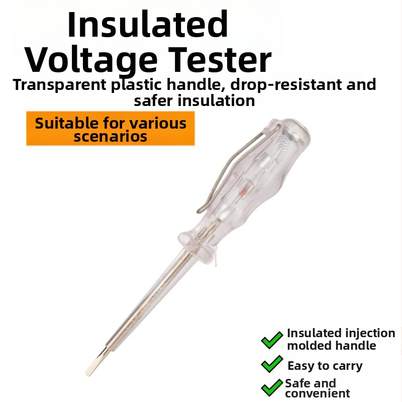 Skrutkovač tester napätia s plochým hrotom, izolovaný CR-V oceľový hriadeľ, magnetický, rukoväť PP