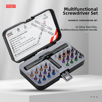 Viacúčelová račňová skrutkovačová sada bitov, nástroj zo S2 zliatiny ocele