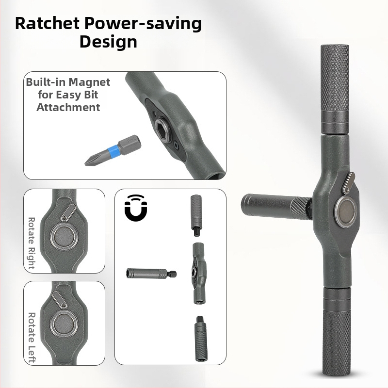 Viacúčelová račňová skrutkovačová sada bitov, nástroj zo S2 zliatiny ocele