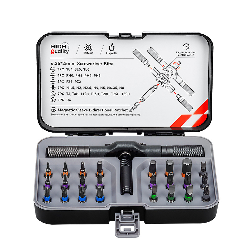 Többcélú racsnis csavarhúzó bitkészlet szerszám, S2 ötvözetű penge