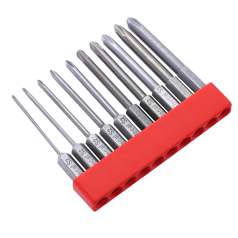 10-dijelni set bitova za odvijač, 1/4-pogon magnetski, S2 legirana čelika, Philips bitovi