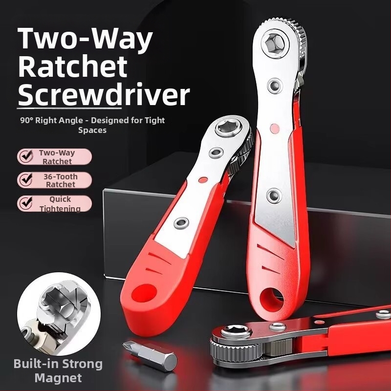 Pravouhlý magnetický skrutkovač s vymeniteľnými bitmi – krátke bitové s krížovým a plochým tvarom, max krútiaci moment 25 N·m, uhlíková oceľová čepeľ, magnetický, izolovaný