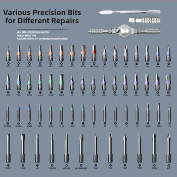 Peng Hui 65-in-1 ráčny skrutkovač set s magnetickými S2 oceľovými bitmi, maximálny krútiaci moment 40 N·m