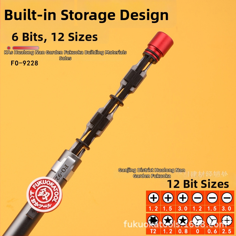 Pero-stĺpelný presný skrutkovač s vymeniteľnými bitmi (krížový a plochý), CR-V oceľ, magnetický, neizolovaný, hmotnosť približne 0,05 kg