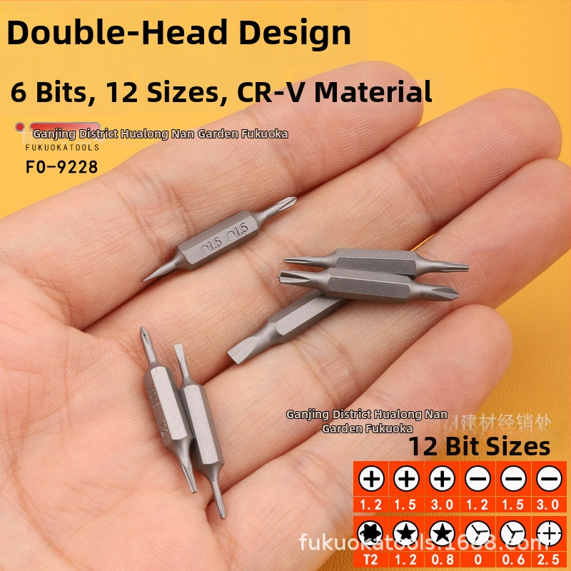 Pero-stĺpelný presný skrutkovač s vymeniteľnými bitmi (krížový a plochý), CR-V oceľ, magnetický, neizolovaný, hmotnosť približne 0,05 kg