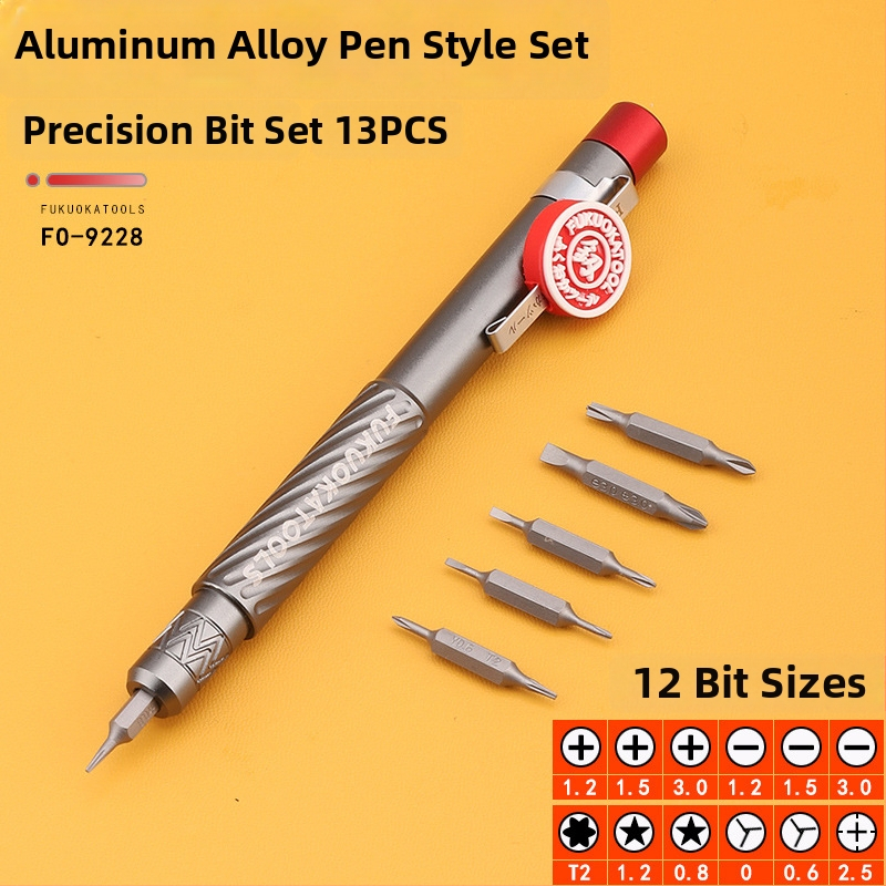 Pero-stĺpelný presný skrutkovač s vymeniteľnými bitmi (krížový a plochý), CR-V oceľ, magnetický, neizolovaný, hmotnosť približne 0,05 kg