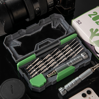 S2 acélból készült precíziós csavarhúzó készlet telefon- és számítógép javításához, 23 az 1-ben, mágneses, szigetelés nélküli, Ejection sorozat