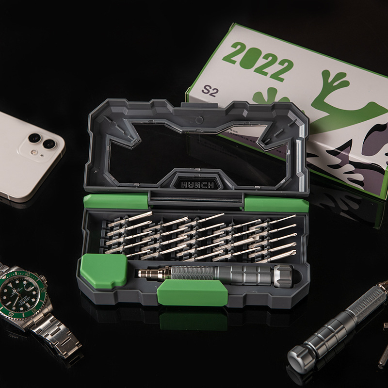 S2 acélból készült precíziós csavarhúzó készlet telefon- és számítógép javításához, 23 az 1-ben, mágneses, szigetelés nélküli, Ejection sorozat