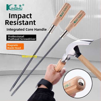 Šroubovák s drevenou rúčkou, S2 nástrojová oceľ, magnetický, plochý hrot, K118A/K119A, 150 g