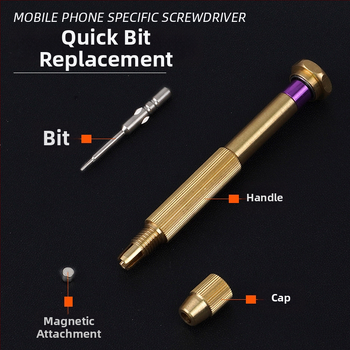 Precízny skrutkovač so vymeniteľným hrotom zo S2 zliatiny pre opravu smartfónov Apple a Android (Magnetický, Neizolovaný, Hmotnosť 0.045)